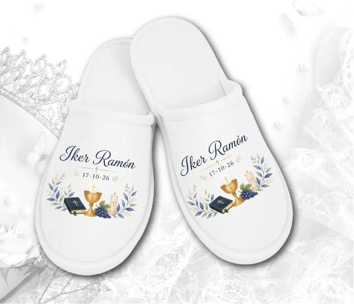 Pantufla XV · blanca de primera comunión