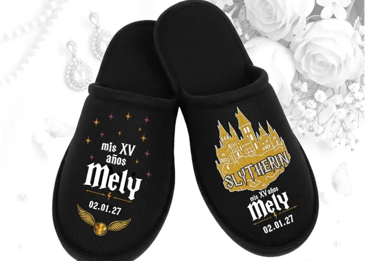 Pantufla XV · negra estilo Harry Potter
